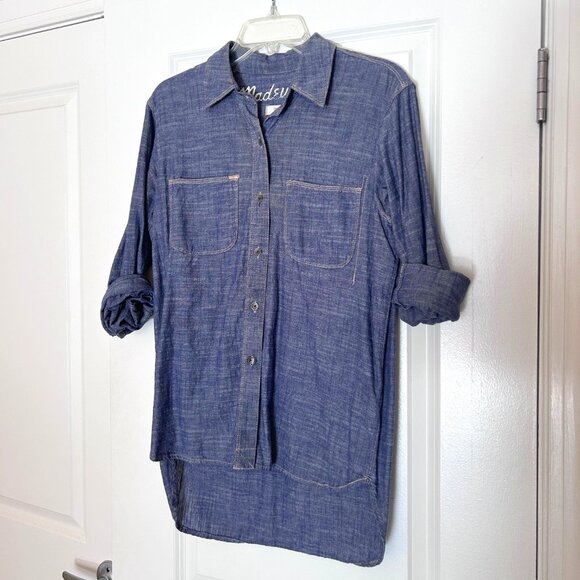 Never-Worn Madewell Denim-Look Cotton Button-Down - Picture 1 of 4